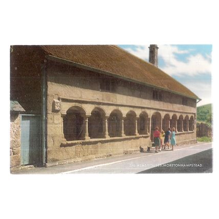 ALMSHOUSES, MORETONHAMPSTEAD, DEVON unused vintage postcard by J. Salmon (A) =