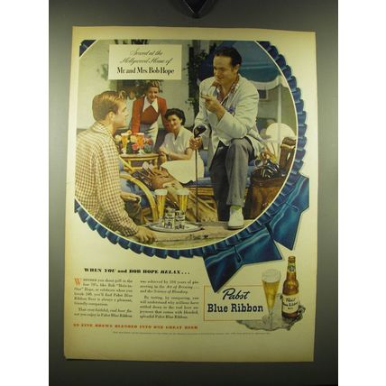 1948 Pabst Blue Ribbon Beer Ad - Mr. and Mrs. Bob Hope