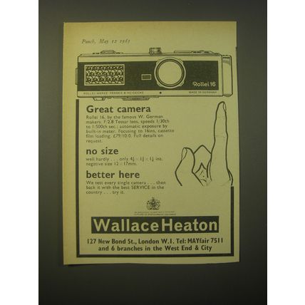 1965 Wallace Heaton Rollei 16 Camera Ad - Great Camera