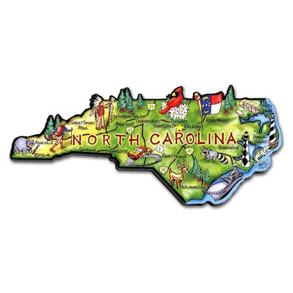 North Carolina the Tarheel State Artwood Jumbo Fridge Magnet