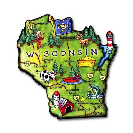 Wisconsin the Badger State Artwood Jumbo Fridge Magnet