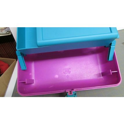 Vintage Caboodles Purple & Teal w/Mirror Makeup Cosmetic Travel Case #2622