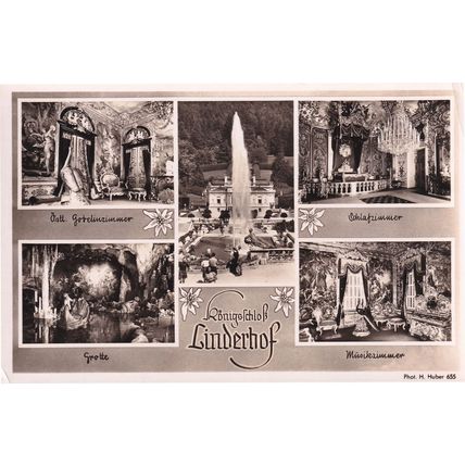 Linderhof German Greetings Real Photo Postcard