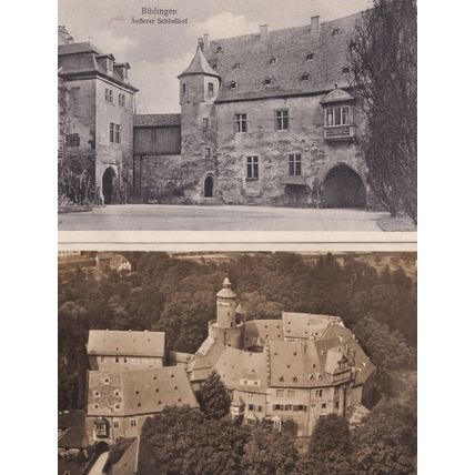 Budingen German Auberer Schlobhof Schloss 2x Old Postcard