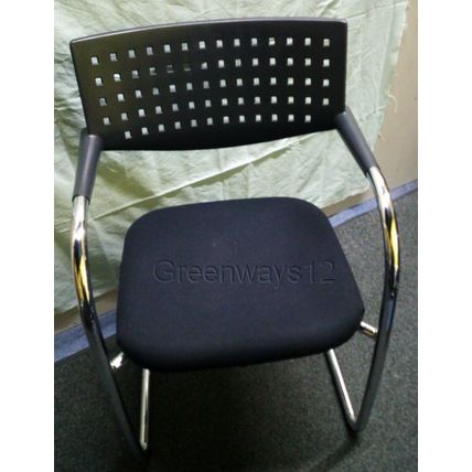 Vitra 41620100 Black Plastic Back Chrome Legs Black Fabric Seat Cantilever Chair