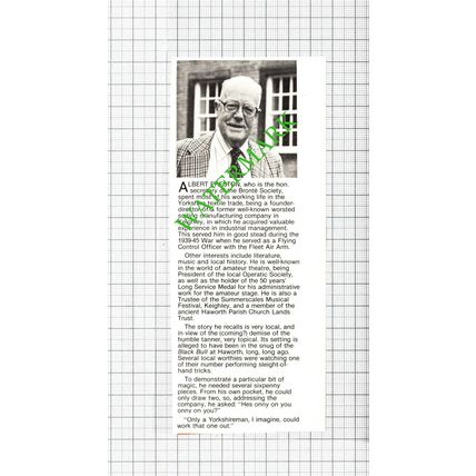 Albert Preston Keighley Bronte Society - 1980 Cutting