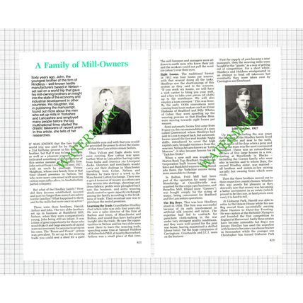 Hindleys Textiles Bankfield Mill Nelson John Hindley - 1988 Small Article