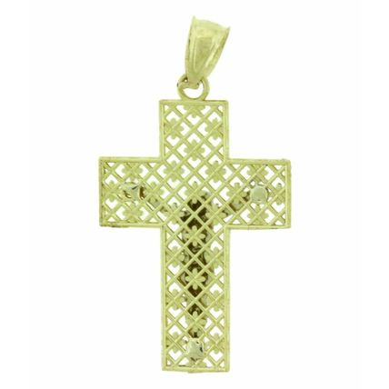 14k Gold Multi tone Cross Jesus Crucifix Religious Charm 2 Gram Pendant 38x23 mm