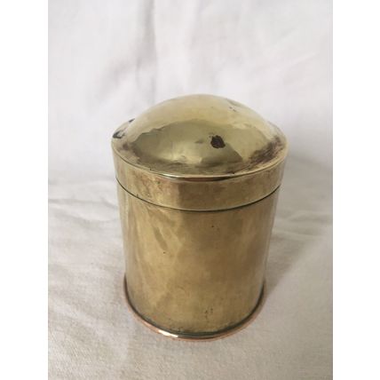 Vintage Solid Brass Lidded Canister Or Caddy Storage Jar Ammunition Appearance