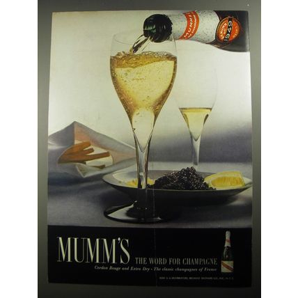1956 Mumm's Champagne Ad - Mumm's the word for champagne