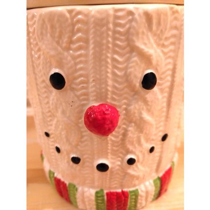Merry Mistletoe Snowman Sweater 9" Cookie Jar Treat Jar Winter Christmas Decor