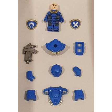 Futuristic Heavily Armoured Blue Space Soldier / Marine 1 Minifigure Lego Syle