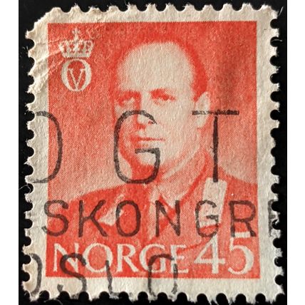 STAMP NORWAY SG476 1958 45ore King Olaf V spacefiller Used