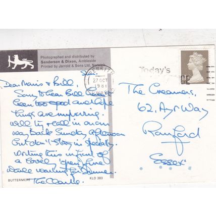 Buttermere Cumbia Postcard posted 1981 corner crease