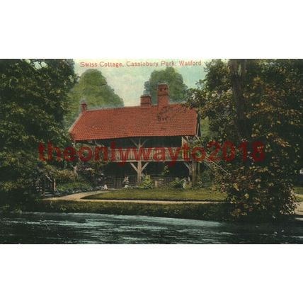 Swiss Cottage, Cassiobury Park, Watford, England, Postcard 1918