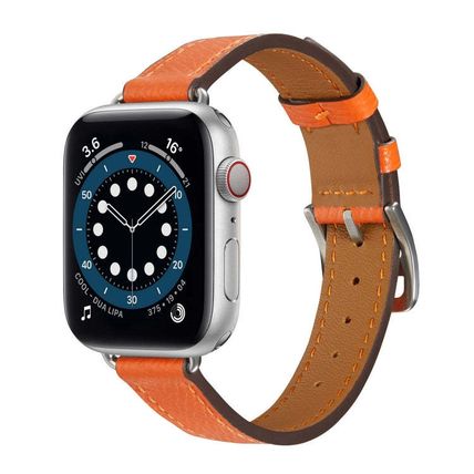 B Style Leather Strap Watchband For Apple Watch Series, 7 45mm / 6 & SE & 5 & 4