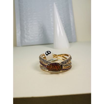 Bomb Party Sz8 Ring Fashion Jewelry RBP Purple Fire Opal Crisscross Rose Gold Pl