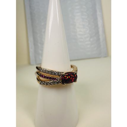 Bomb Party Sz8 Ring Fashion Jewelry RBP Purple Fire Opal Crisscross Rose Gold Pl