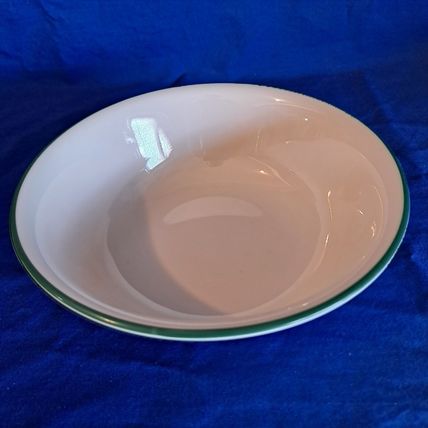 Lt 4 CORELLE Vitrelle Corning SGARDEN HOME 6 1/4" CEREAL BOWLS Beige Green Rim