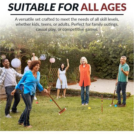 Hathaway 6-Player Croquet Set for Adults, Kids & Families – Includes Durable Har