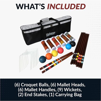 Hathaway 6-Player Croquet Set for Adults, Kids & Families – Includes Durable Har
