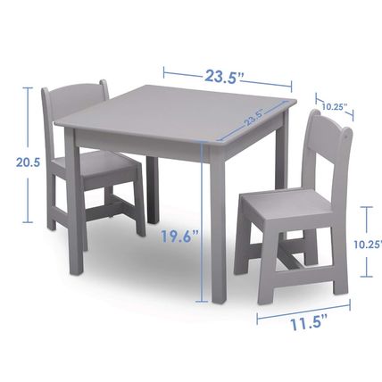 Delta Children Mysize Kids Wood Table and Chair Set (2 Chairs Included) - Ideal