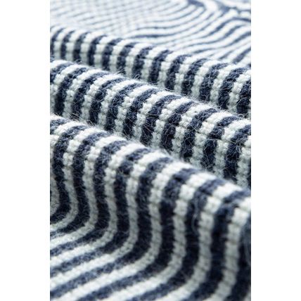 Sail Blue Striped Lantern Sleeve Drop Shoulder Cozy Sweater