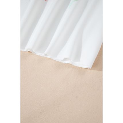 White Bowknot Pattern Drop Shoulder Loose Sweatshirt