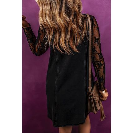 Black Sleeveless Shift Denim Dress