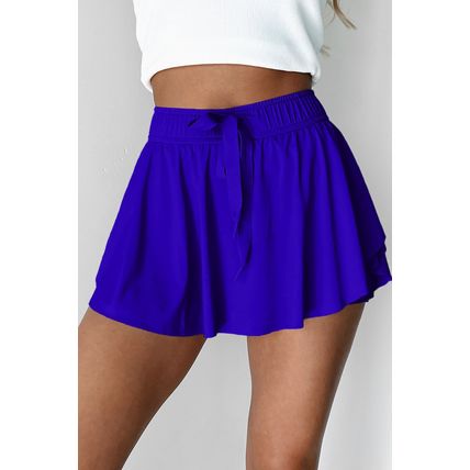 Dark Blue Drawstring High Waist Lined Tennis Skorts