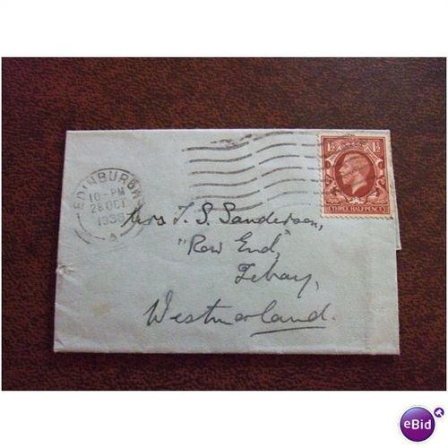 1936 GB GV small home made envelope Edinburgh post mark