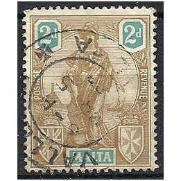 Malta 1922 SG128 2d Bistre-Brown & Turquoise Fine Used ..