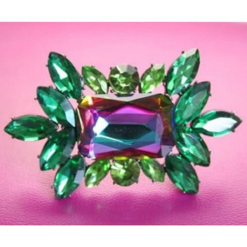 Karen Millen Designer Emerald Blue Pink Coat Brooch Jewellery New With Tag