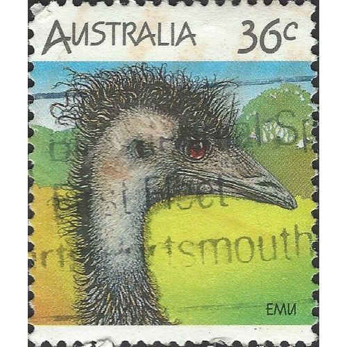 AUSTRALIA, BIRDS, Emu, Dromaius novaehollandiae, green 1986, 36c, #7