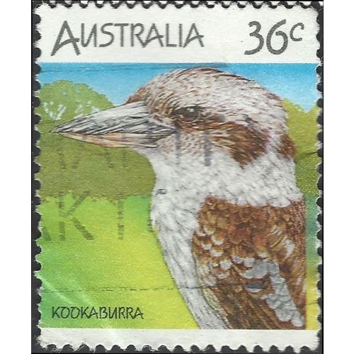 AUSTRALIA, BIRDS, Kookaburra, Dacelo novaeguineae, green 1986, 36c, #3