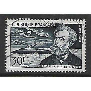 FRANCE 1955 JULES VERNE 30F BLUE SG 1251 FINE USED#3