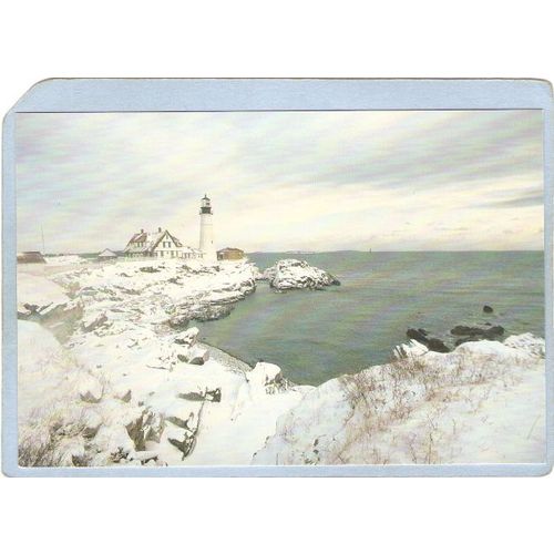 ME Portland Lighthouse Postcard Portland Head Lighthouse in the Wintah! li~204
