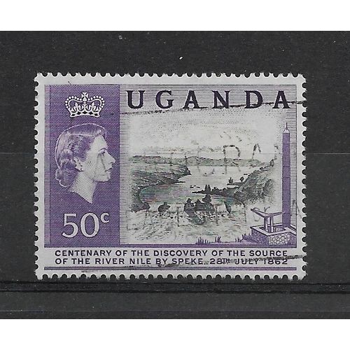 Uganda.SG96 50c Ripon Falls and Speke Memorial (Black&Slate-Violet).F/Used.Aug19