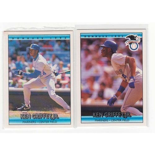 TWO 1992 Donruss Ken Griffey, Jr. cards #165, All Star #24 - Mariners