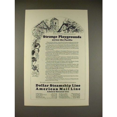 1927 Dollar Steamship Line Ad - Manila, San Augustin