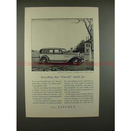 1932 Lincoln V-8 cylinder 7-Passenger Sedan Car Ad!!