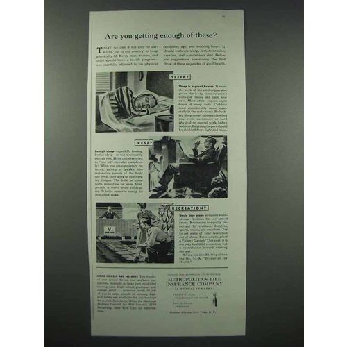 1943 Metropolitan Life Insurance Ad - Getting Enough?