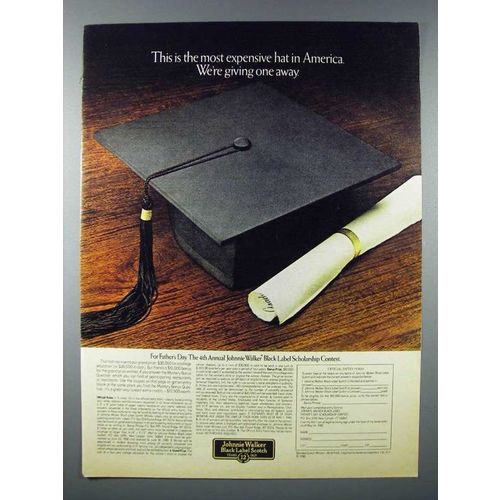 1980 Johnnie Walker Black Scotch Ad - Expensive Hat