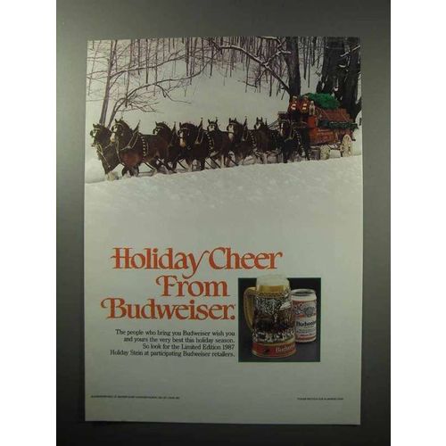 1987 Budweiser Beer Ad - Holiday Cheer