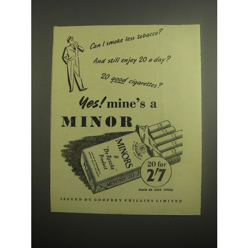 1948 Godfrey Phillips Minors Cigarettes Ad - Can I smoke less tobacco?