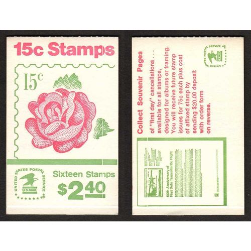 USA 1978, Rose Complete Booklet. MNH. Scott #BK134. #2