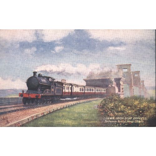 Antique Tuck's PC - L.&N.W.R Irish Boat Express, Britannia Bridge, Menai Straits