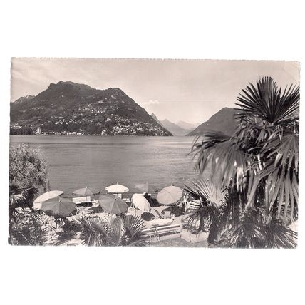 MONTE BRE, LUGANO, SWITZERLAND.. used vintage postcard RP 1964 postmark #