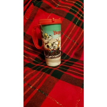 DISNEYLAND CHRISTMAS TRAVEL MUG CUP W/ LID MICKEY ON SLEIGH W/ HORSE~NEW~2019