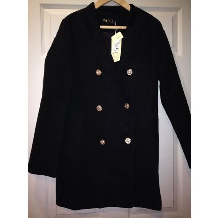 Black Stylish Women Coat w/Pockets Size S/Button-Down/Trendy Lightweight